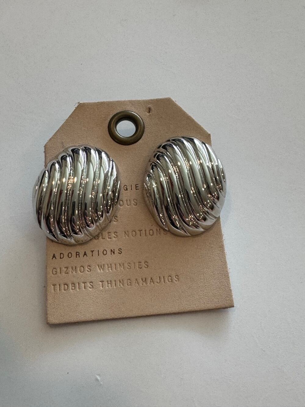 NEW Anthropologie silver oval stud earrings